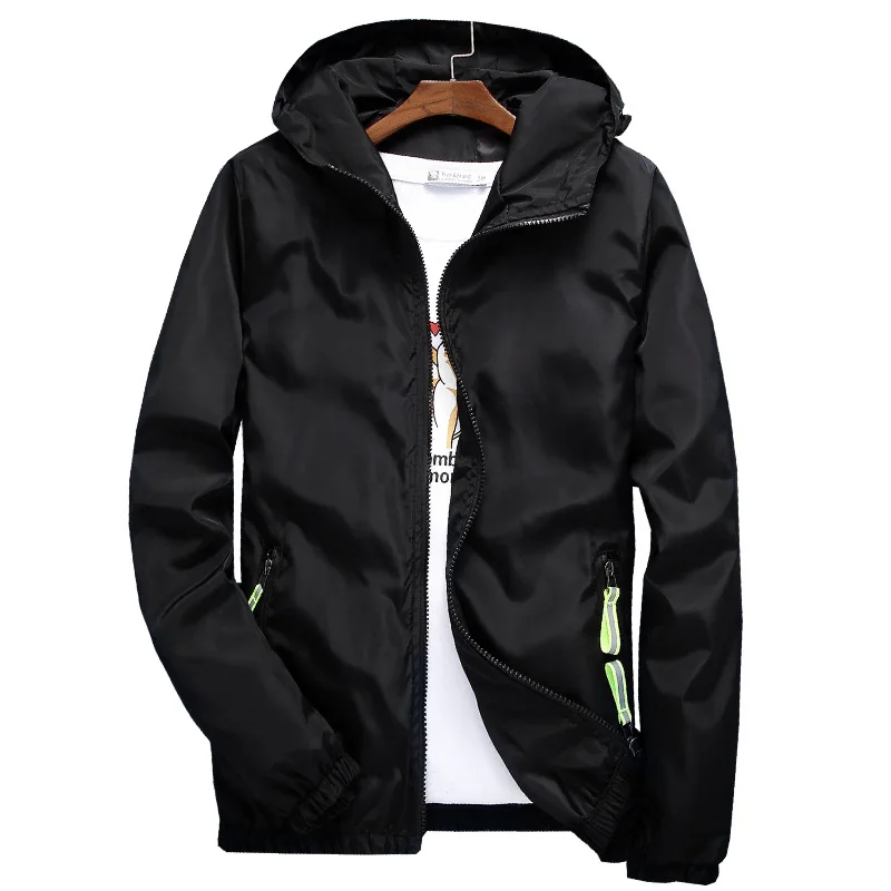 Size 6XL 5XL 7XL 2025 Spring Autumn Young Men Windbreaker Hooded Jacket Slim Thin Clothing Top Quality Waterproof Plus Size