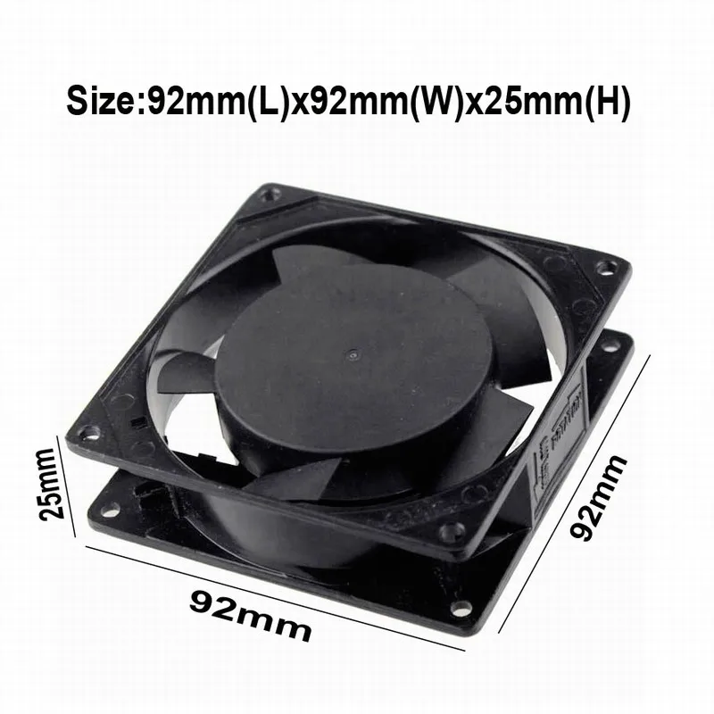 1 pcs Gdstime 92mm 90mm x 25mm Metal AC Cooling Fan 220V 240V 2 Wires Without Connector 9cm PC Case Cooler 9225 92x92mm