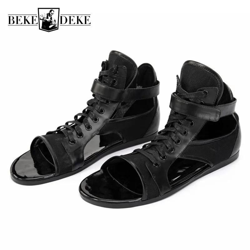 High Quality Leather Sandals Men Personalized Black Lace Up Outdoor Gladiator Sandals Brand Sneakers Summer Beach Shoes Hombre