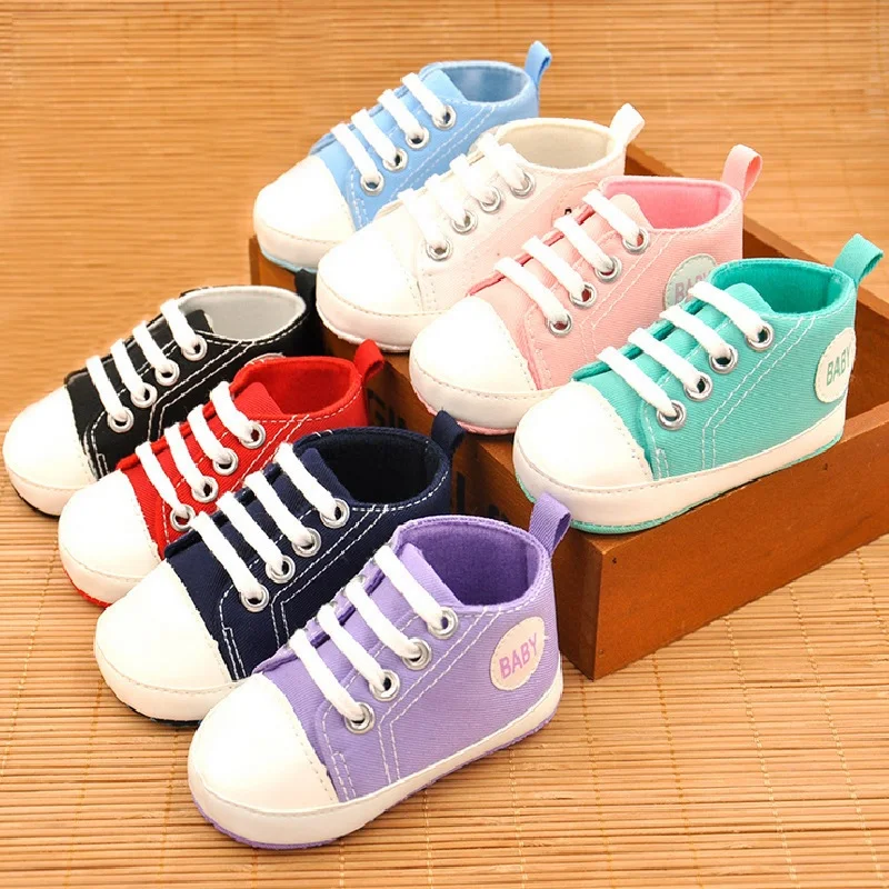 Colorful Stripe Baby Boy Shoes Non-Slip Prewalker Fashion Newborn First Walker Children Sneakers Girls Canvas GYM Shoe Plimsolls