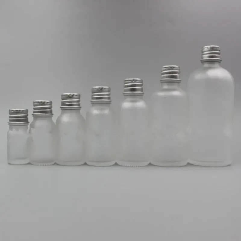 5ml 10ml Frosted Essential Oil Bottles With Silver Aluminum Cap, Empty Cosmetics Container,Refillable Glass Bottle F057