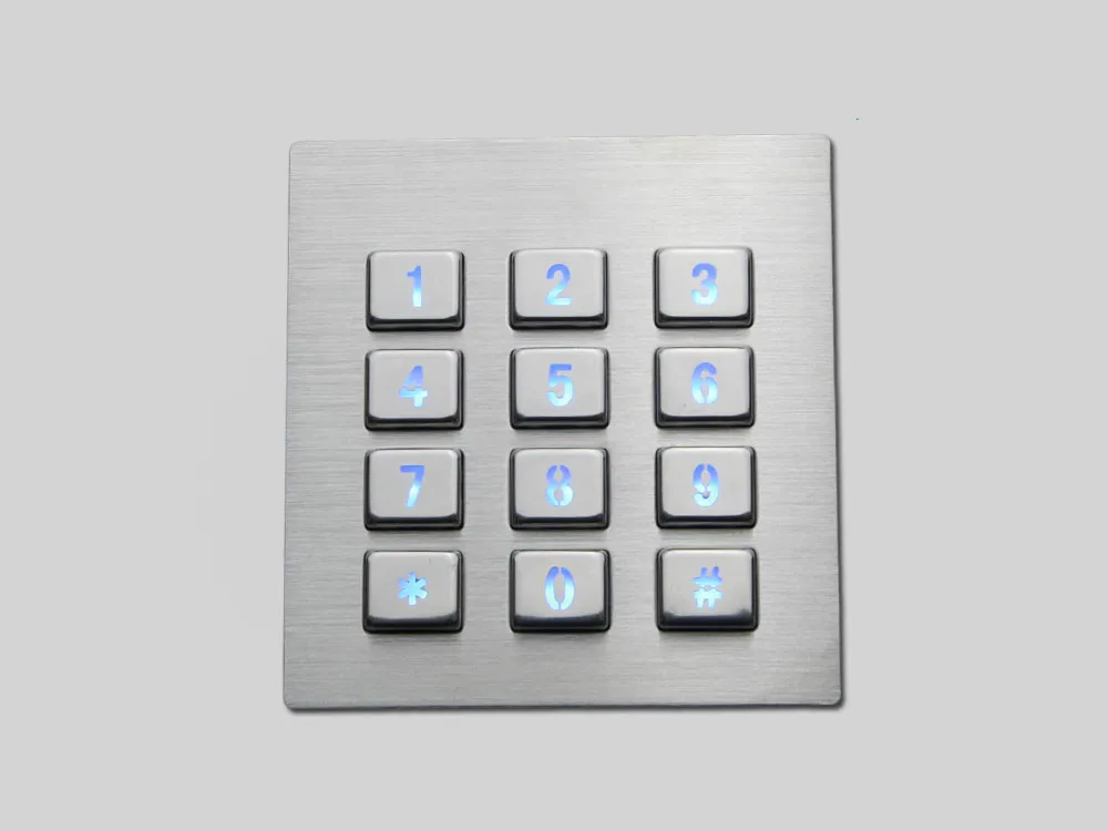 D-8208H Metal 12 Key LED Backlight Keyboard Building Access Control Keyboard Self Parking Payment Keyboard