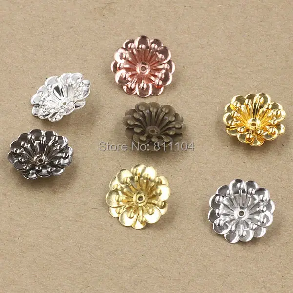 15x5mm Multi-color Plated Brass Metal Blank Filigree Circle 3D Flower Charms Links Spacer Beads Connectors DIY Jewelry Findings