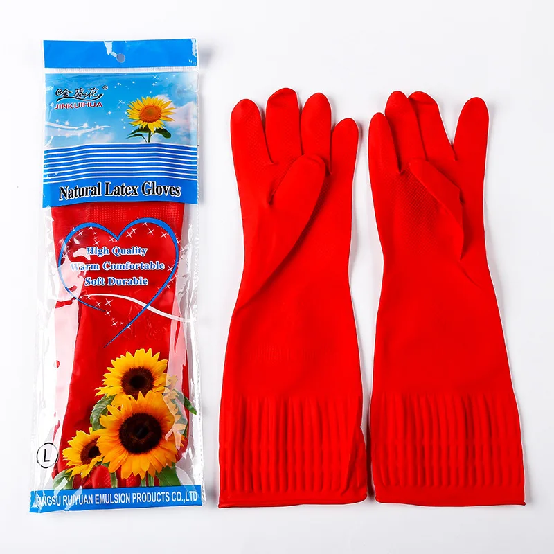 38cm Long kitchen Latex Working Gloves Red Laundry Dishwashing Household Chores Household Household Labor Insurance Gloves A85