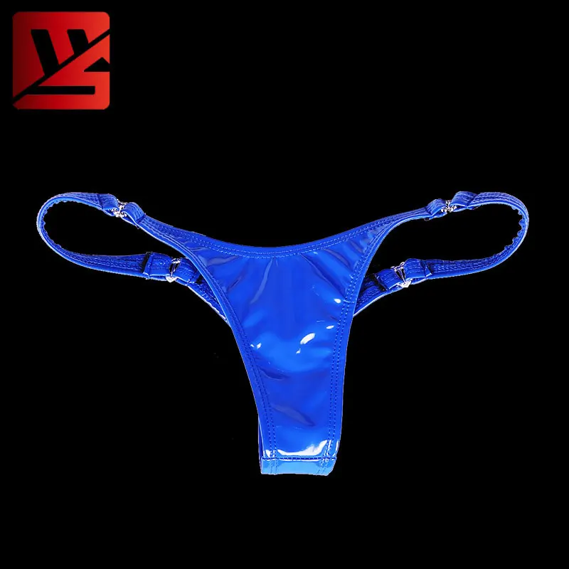 Plus Size Latex Low-Rise G-string Panties Hollow PVC Shiny Sexy G string Micro Thong Women T-Back Erotic Lingerie Stage Wear F24