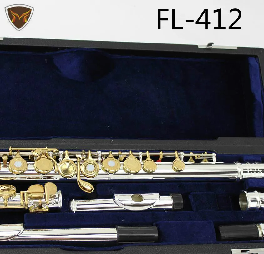 MARGEWATE Flute FL-412 Curved Heads Flutes Silver Plated Gold Lacquer Key 16/17 Holes Open Closed C Key Flute with Case