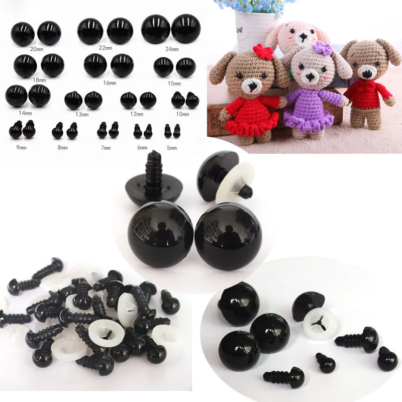 20pcs/40pcs 5-18mm Black Plastic eyes Safety Eyes for Teddy Bear Soft Toy Animal Doll Amigurumi DIY Accessories-Toy eyes