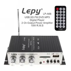 LEPY LP-A68 15W x 2 2CH HI-FI Digital Audio Player Power Car Amplifier FM Radio Stereo Player Support SD USB MP3 DVD Input