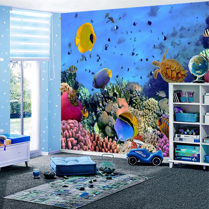 Photo Wallpaper 3D Stereo Underwater World Tropical Fish Wall Mural Living Room Sofa Backdrop Wall Painting Papel De Parede Sala