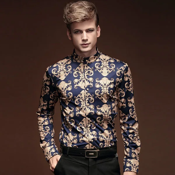 FanZhuan Free shipping new male autumn winter men clothes baroque style long-sleeved men casual men shirt personality 14281