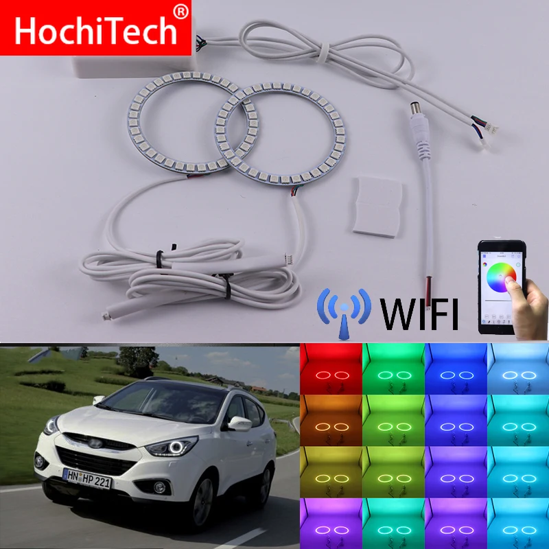 

Wifi Wireless RGB Multi-Color LED Angel Eye Halo Rings Day Light DRL for Hyundai ix35 2010 2011 2012