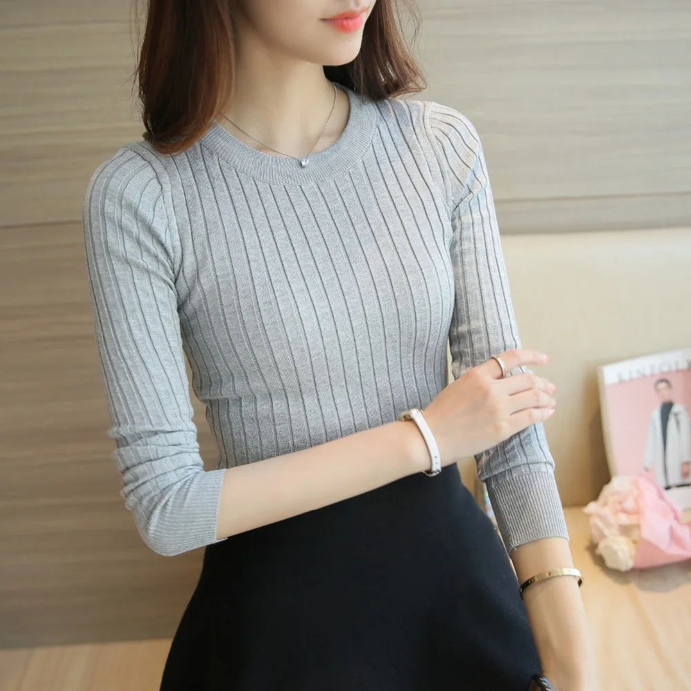 Women Sweater Pullover 2020 New Autumn Winter Green Red Black Gray Tops Women Knitted Pullovers Long Sleeve Shirt Female Brand