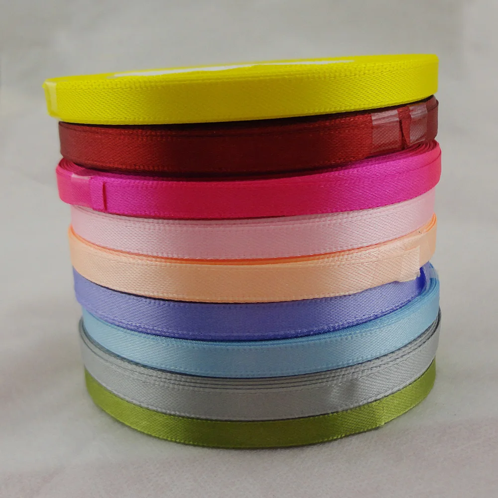 22Metres 6mm Single faced Sided Satin Ribbon Reels satin tape for DIY bows gift package cords