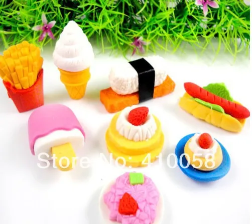 free shipping wholesale  fanstatic cute school stationery erasers ,discount  erasers ,picnic food erasers set 5 sets per lot