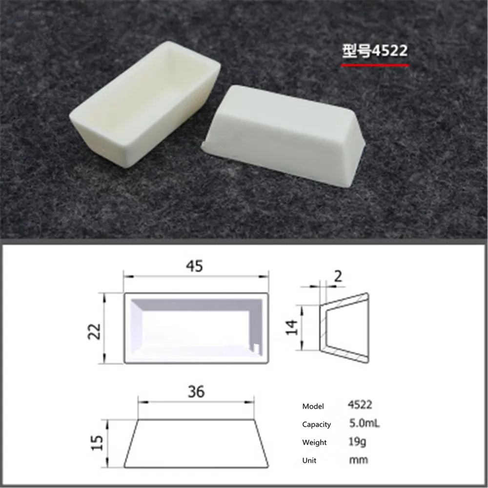 

99.5% Square corundum crucible /5ml 4522/ Temperature 1600 degrees / Sintered ceramic crucible