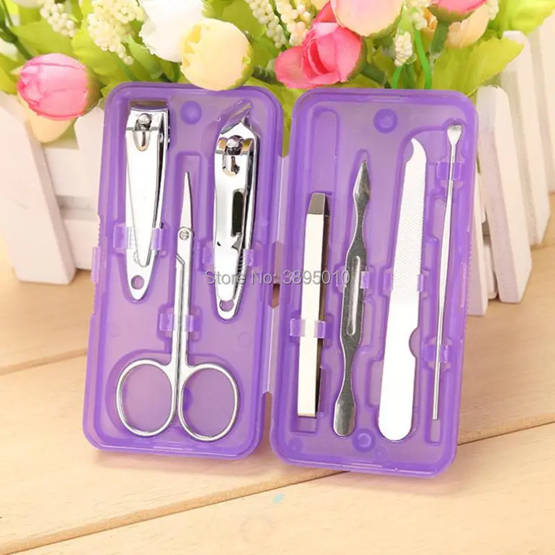 

7pcs/set Pedicure Manicure Set Nail Clippers Cleaner Cuticle Grooming Plastic Case F1115