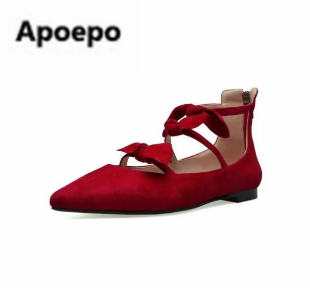 

Newest Brand mary janes shoes pointed toe butterfly-knot decor flats women red pink sweet Single shoes for girls newest shoes