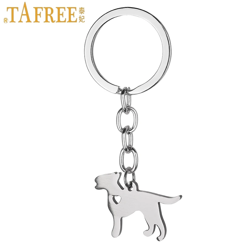 TAFREE vintage fashion Bull Terrier keychain new stainless steel UK pet dog pendant key chain ring holder love dog jewelry SKU20