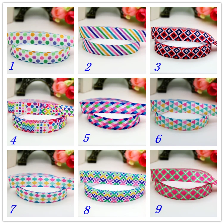 5/8''  Fold Elastic FOE dot stripe aztec printed headband headwear hairband diy decoration wholesale OEM H5488