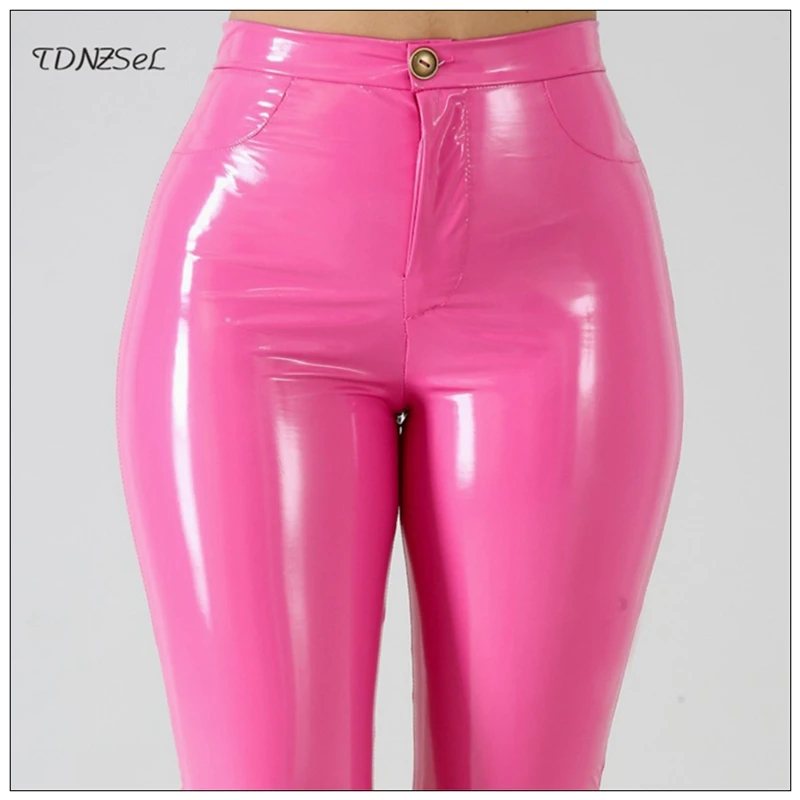 

Plus Big Size PU Faux Leather Leggings Large Shiny Skinny Pants Slacks Women High Waist Liquid PVC Latex Patent Pencil Trousers