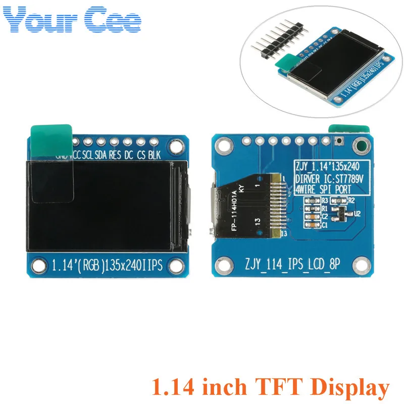 1.14 inch Display IPS LCD TFT LCD Module ST7789 HD Colorful Screen Full View 8pin 135x240 3.3V SPI Interface