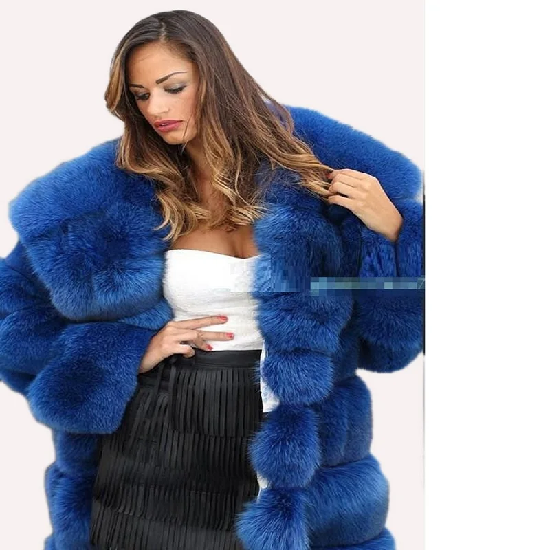 Fur jacket new 2023 imported imitation mink fox fox coat coat blue cross stripe gorgeous abundance new fur coat woman