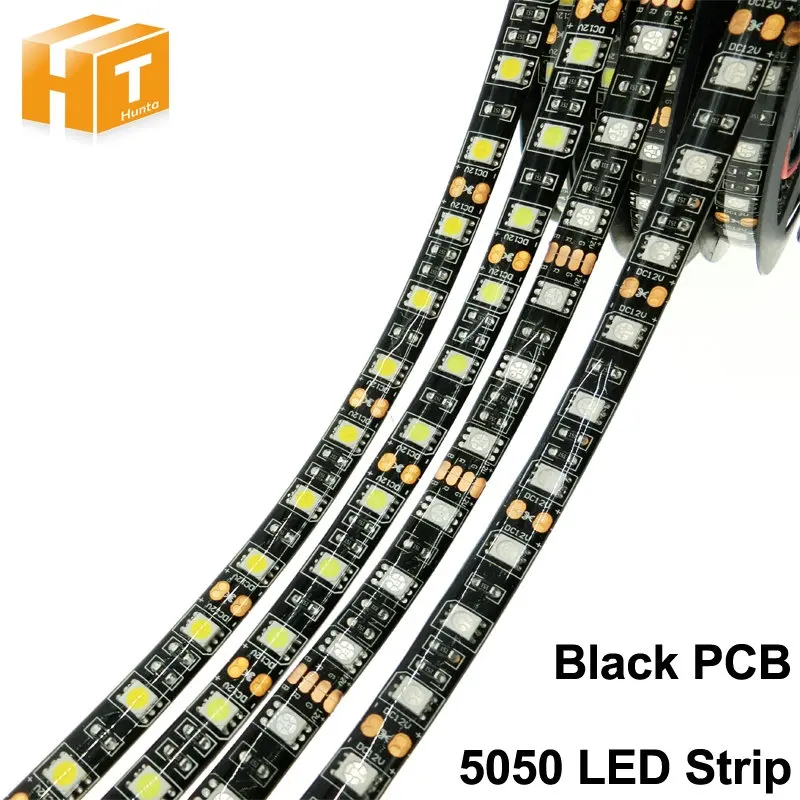 Czarna taśma LED PCB 5050 DC12V nie wodoodporna/wodoodporna 60 led/m RGB/biała/ciepła biała elastyczna taśmy LED.