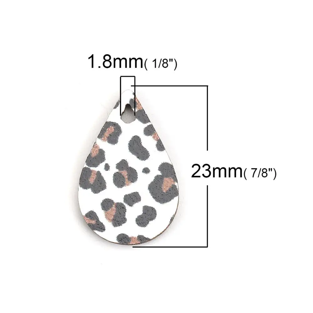 DoreenBeads Wood Charms Pendant Drop Snake Skin Leopard Print Jewelry Accessories Findings 23mm( 7/8