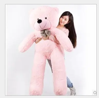 super huge lovely pink plush teddy bear toy cute big eyes bow big stuffed teddy bear doll gift about 180cm