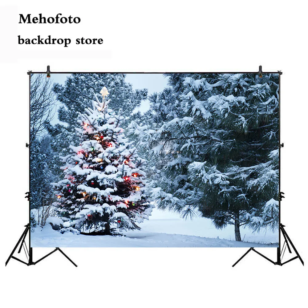  Christmas Tree Photo Background Winter Snow Photography Backdrop Video Studio Party Decoration Props Printed 7x5ft 120