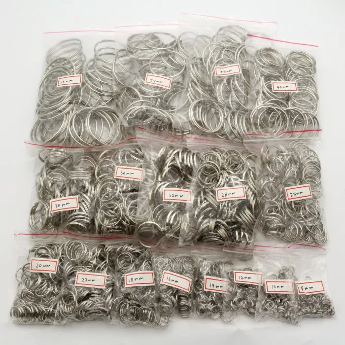 100pcs Stainless Steel Fishing Key Ring Split Clip Swivel Double Loop 8mm to 50mm Hook Connector carp fishing Accessory Tools