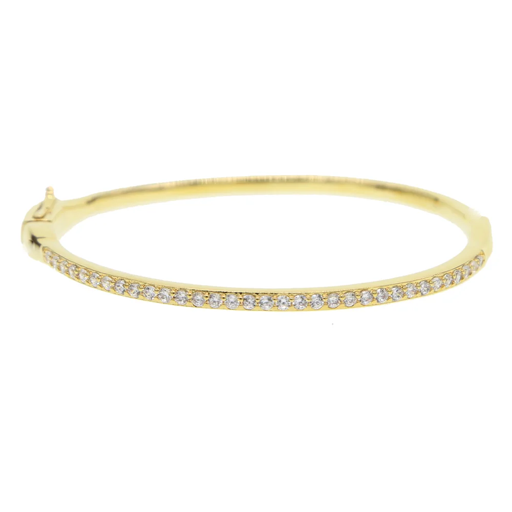 luxurious Jewelry Gold & Rhodium Two Tone Color CZ mirco Pave Bangle Bracelets Wedding jewelry Gift Wholesale cheap price