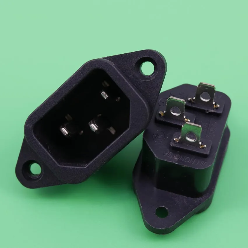 YuXi 1 Pcs 3P IEC 320 C14 Male Plug Panel Power Inlet Sockets Connectors AC 250V 10A