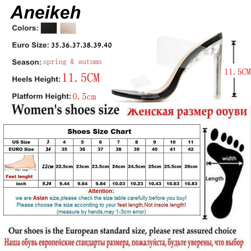 Aneikeh 2024 SummerNew PVC Jelly Sandals Crystal Open Toed Sexy Thin Heels Crystal Women Transparent Heel Sandals Slippers Pumps