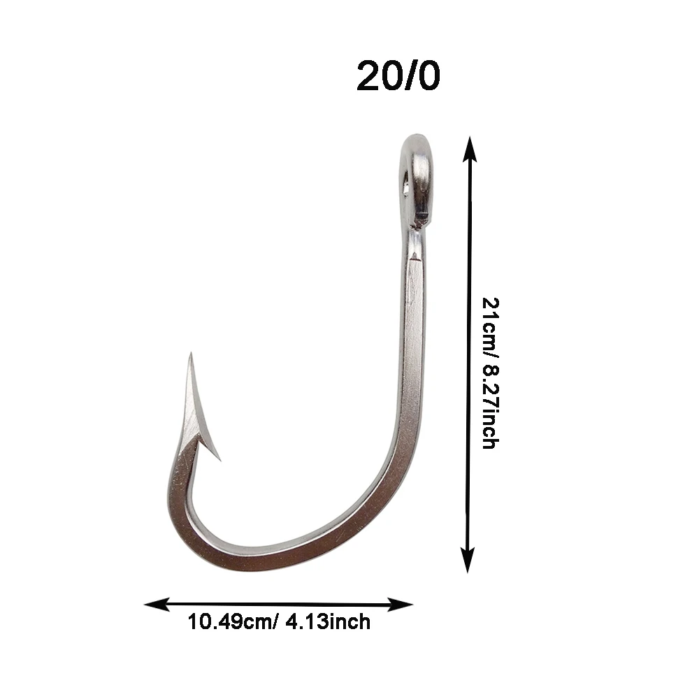 2 stuks 7731 Rvs Vishaken Grote Haai En Tonijn Aas Haken Extra Sterk Voor Zoutwatervissen Maat 16/0 18/0 20/0