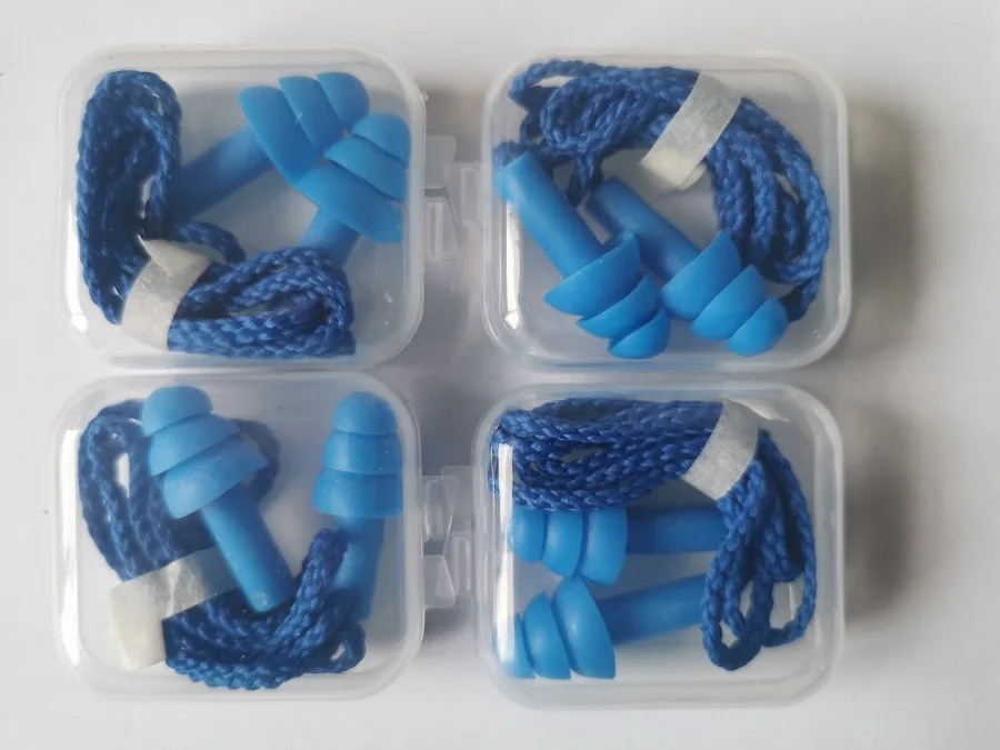 4pieces box-packed comfort earplugs noise reduction silicone Soft Ear Plugs Cotton rope Earplugs Protective for Swimming for sle