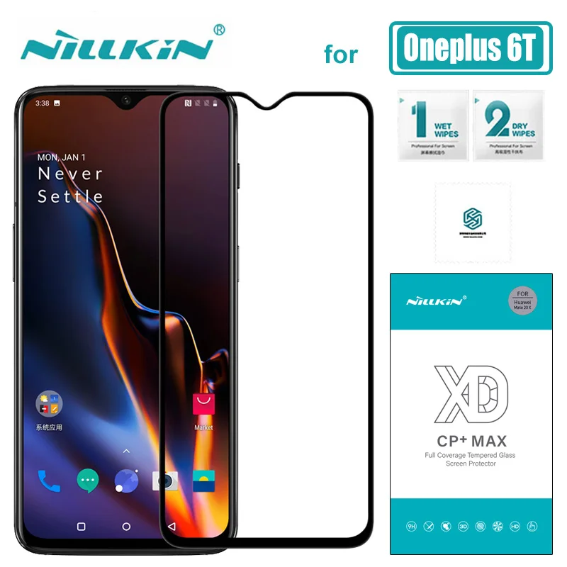 Oneplus 6T Glass Nillkin XD CP+ Max Full Cover 3D Oneplus6T Tempered Glass Screen Protector for One Plus 6T Nilkin Glass Film