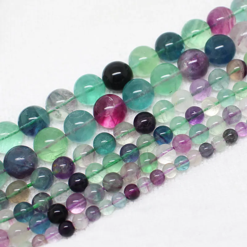 Natural Beautiful Fluorite 6,8,10,12,14mm Round Loose Beads 15\