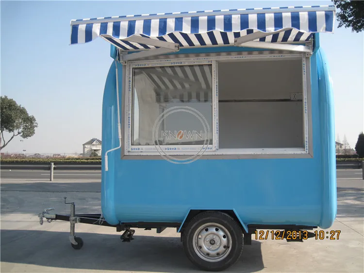 220cm Blue Color Bubble Tea Hot Dog Coffee Mobile Food Cart With Awning Catering Trailer Food Truck Vending Kiosk