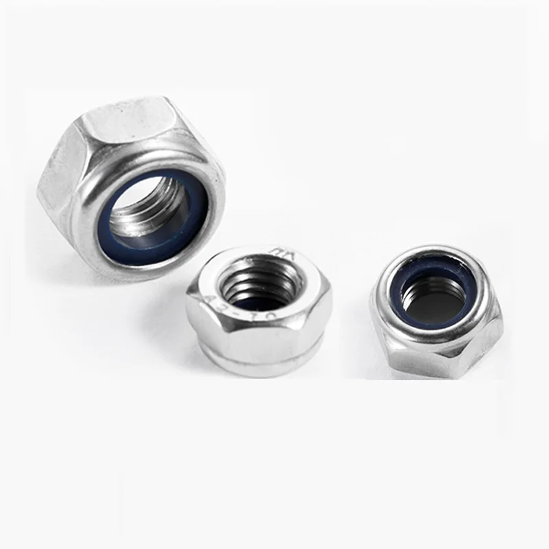 Nylon Insert Lock Nuts M2 M3 M4 M5 M6 M8 M10 M12 M14 M16 M20 M24 Nuts 304 316 Stainless Steel for Mechinal Use Nylon Jam Nuts