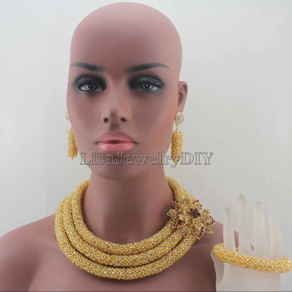 

Luxury Dubai Bridal Jewelry Set African Beads Costume Jewelry Set African Fashion Jewelry Set for Women Free ShippingHD7785