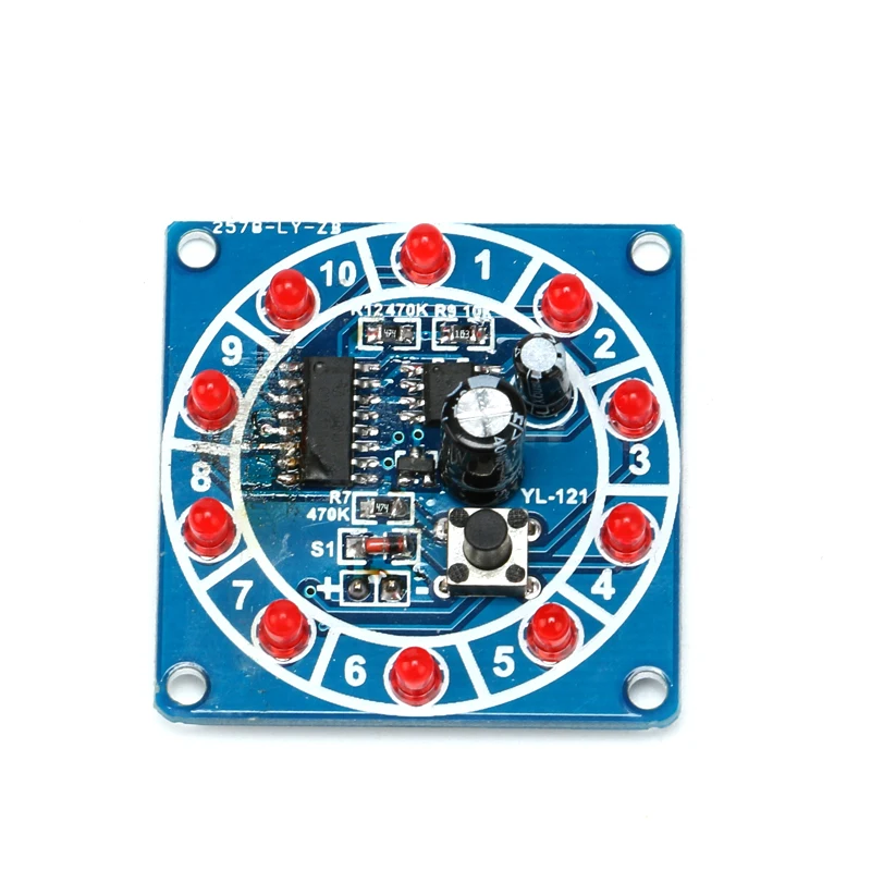 Okrągły elektroniczny szczęśliwy zestaw obrotowy CD4017 NE555 samodzielne zestaw oświetlenia LED produkcyjne części i komponenty nowy projekt — zdjęcie 6