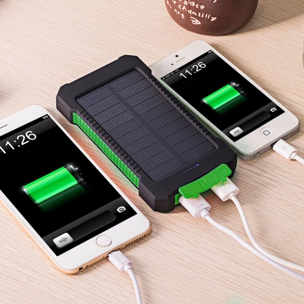 

20000mAh Top Solar Power Bank Waterproof Emergency Charger External Battery Powerbank For Xiaomi MI iPhone Samsung LED SOS Light