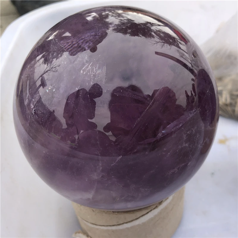 1Pc About 9-10 cm Natural Amethyst Sphere Reiki Witchcraft Crystal Ball Meditation Office Decor