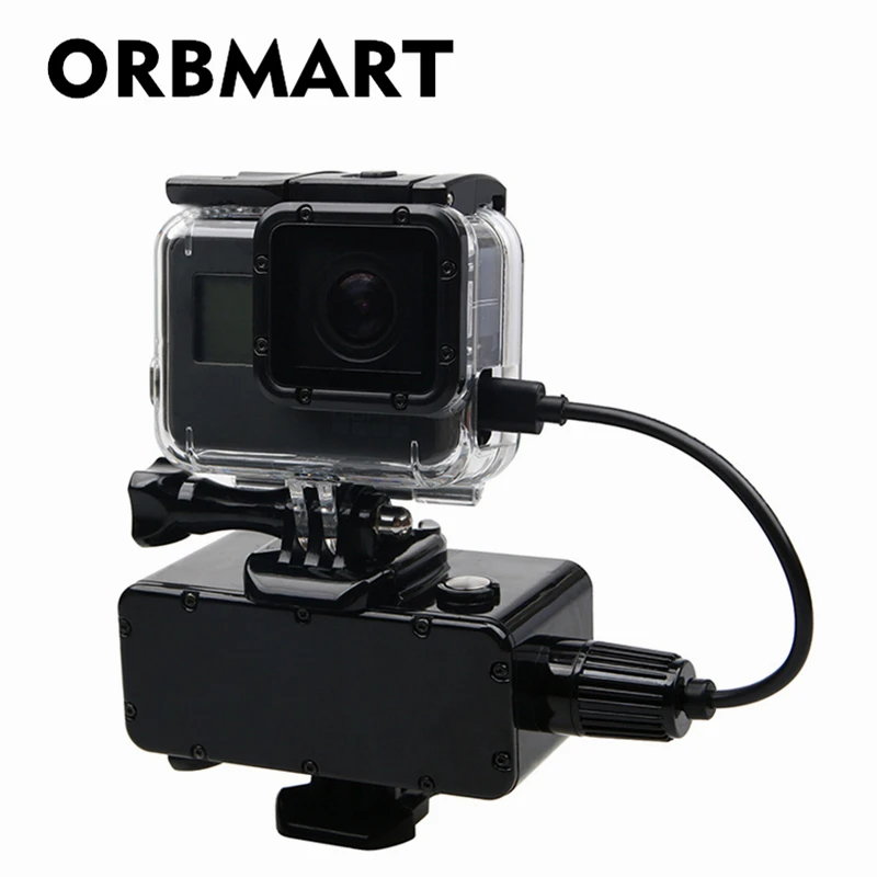 ORBMART 5200mAh Waterproof Extended Battery Side Power Bank For Gopro Hero 5 6 7 Session Xiaomi Yi SJCAM Action Sport Cameras