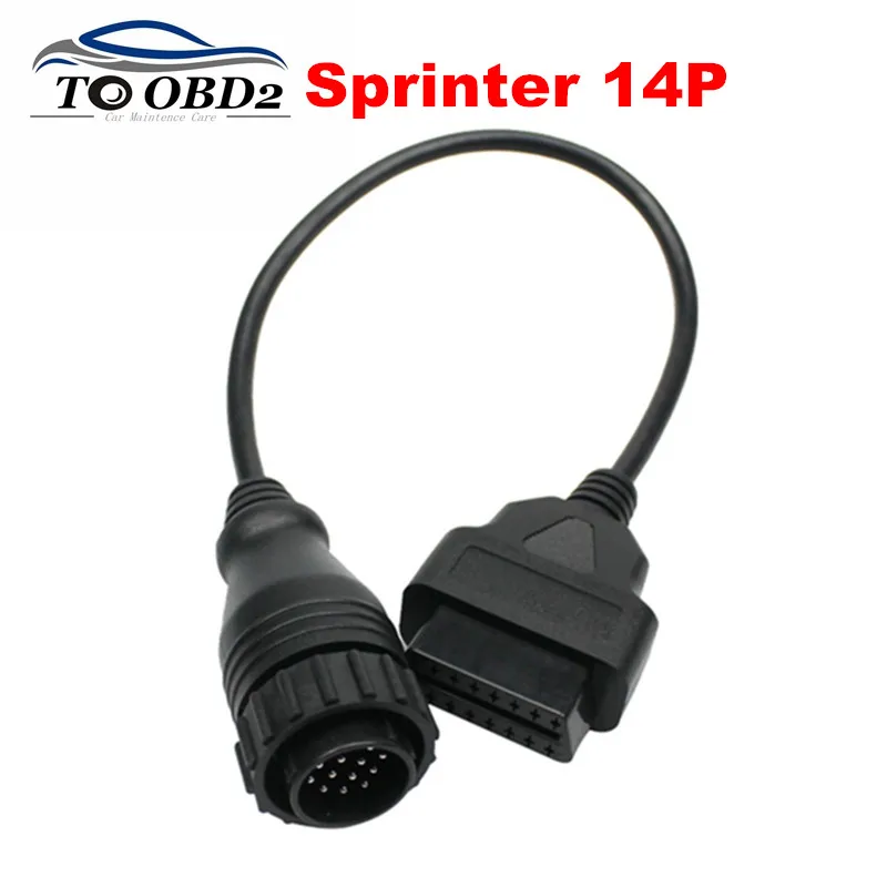 Star Sprinter Auto DLC Adaptor Sprinter 14 Pin to OBD2 16 Pin OBD OBDII Converter FOR MB Star For Benz 14Pin FREE SHIPPING