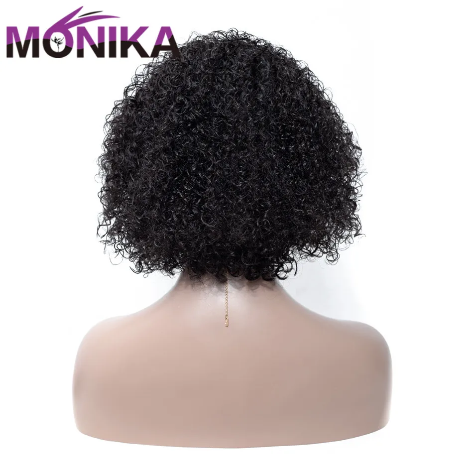 Monika Wig Brazilian Curly Human Hair Wigs Natural Color Machine Made Short Wigs for Women Non-Remy Hair Sassy Curl 150% Density