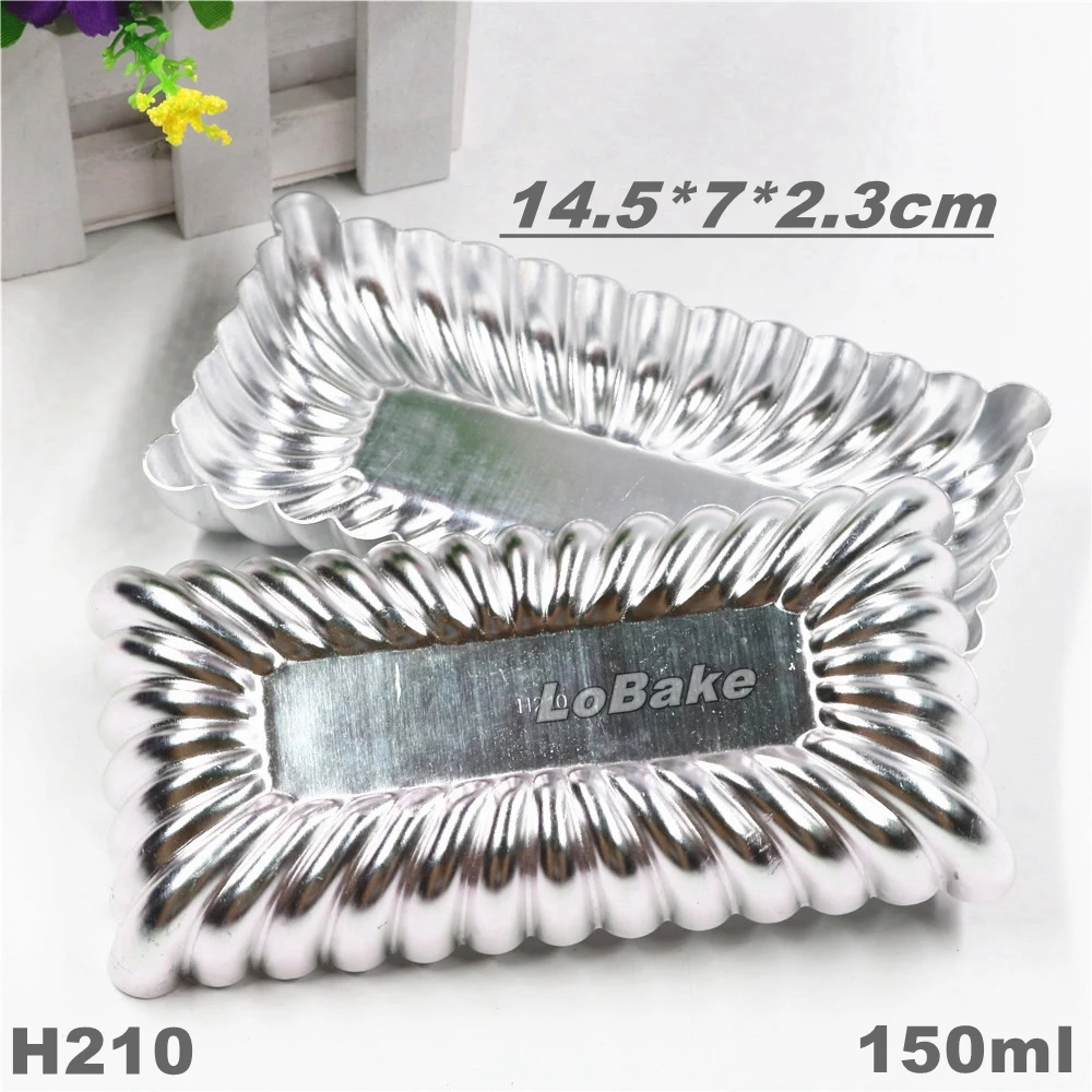 (5pcs/lot) 150ml fluted rectangle shape aluminium bean jelly mold pudding holder small mousse cake mould for DIY baking supplies