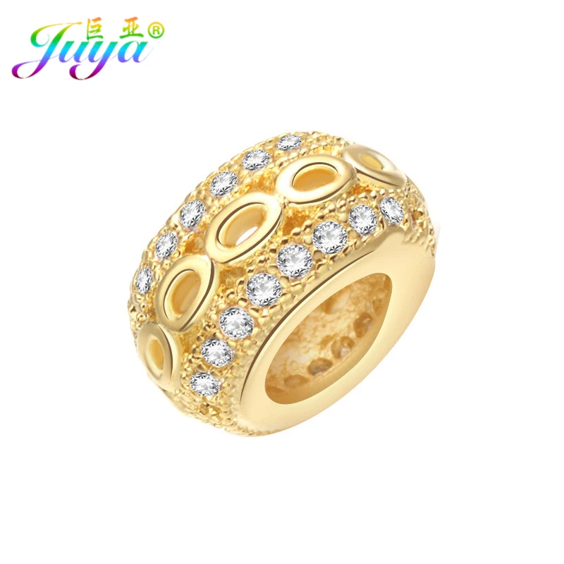 Juya ręcznie robione złoto posrebrzane Big Hole miedź Spacer paciorki akcesoria do dekoracji DIY robótki tworzenia biżuterii