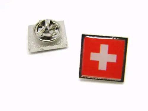 custom button badges pin High quality and low price Switzerland Swiss Flag Lapel Pin Badge  cheap custom metal  badge pin button